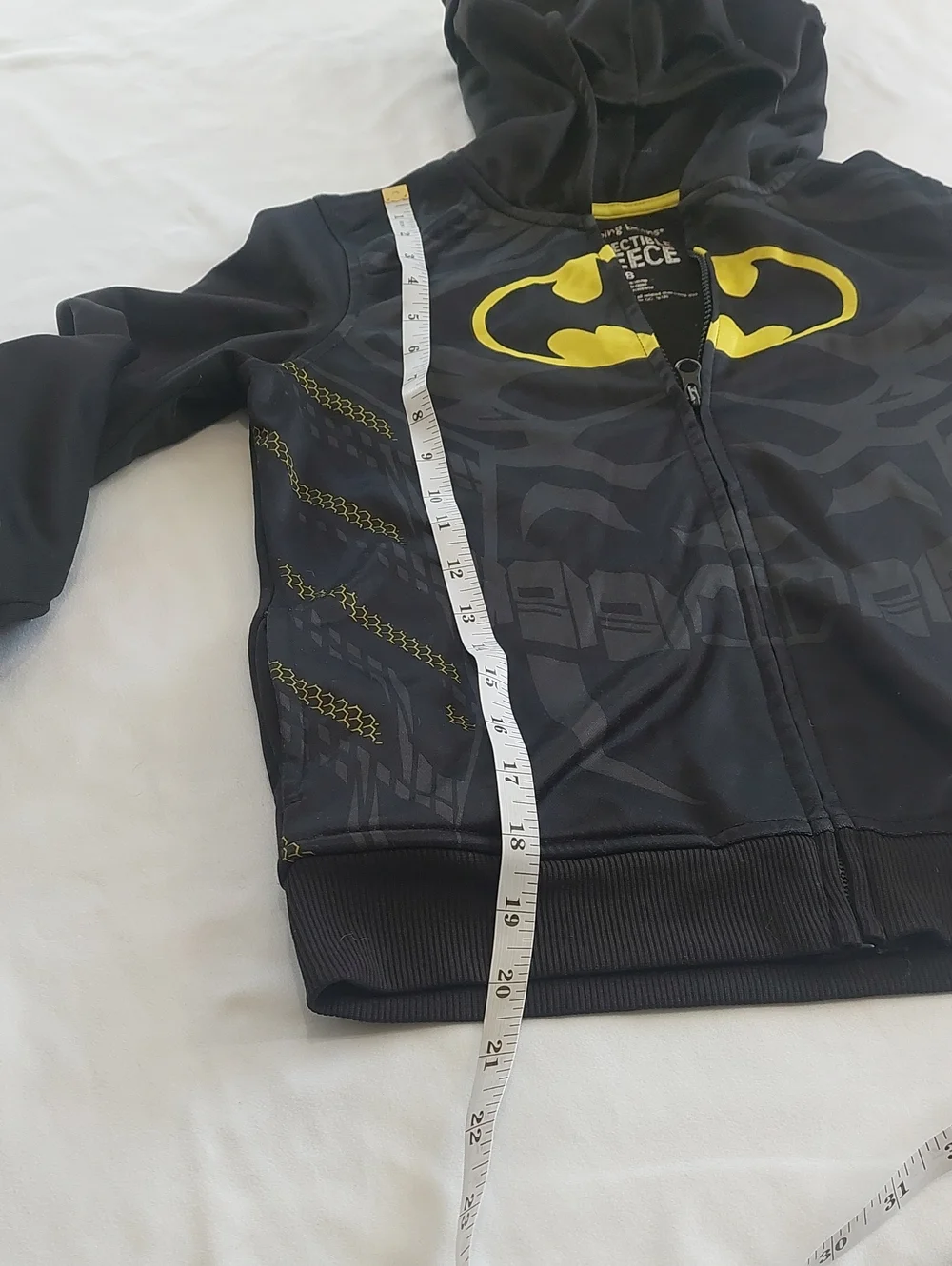 Batman Kids Black and Yellow Zip-Up Hoodie.Size 8